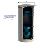 Буферна ємність із верхнім та нижнім теплообмінником ЕА-11-2500